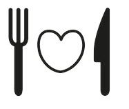 a heart between a fork and knife