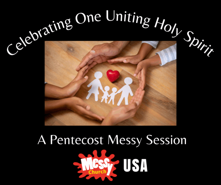 Many hands surround a paper cutout family and small red heart